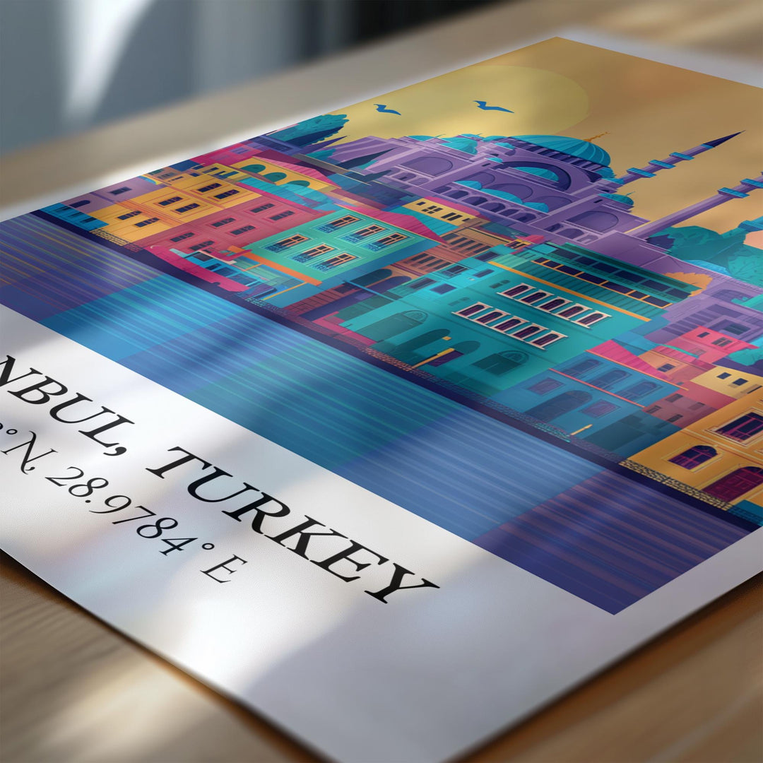 Istanbul Art, Istanbul Retro Travel Art, Istanbul Turkey Decor, Turkey Gift, Turkey Travel Art, Istanbul Turkey Print, Housewarming Gift