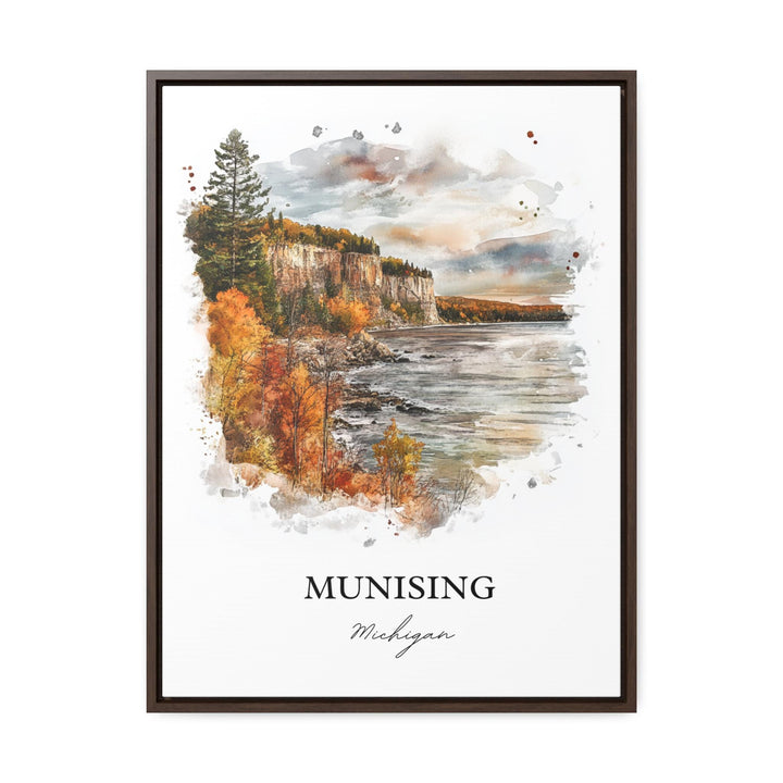 Munising MI Wall Art, Munising MI Print, Wagner Falls Watercolor Art, Munising Michigan Gift, Travel Print, Travel Poster, Housewarming Gift