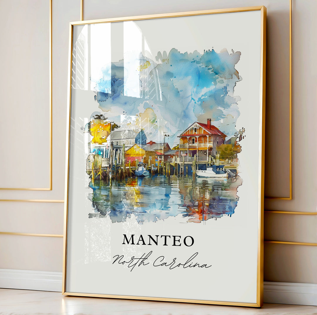 Manteo NC Wall Art, Manteo Print, Manteo Watercolor, Manteo North Carolina Gift,