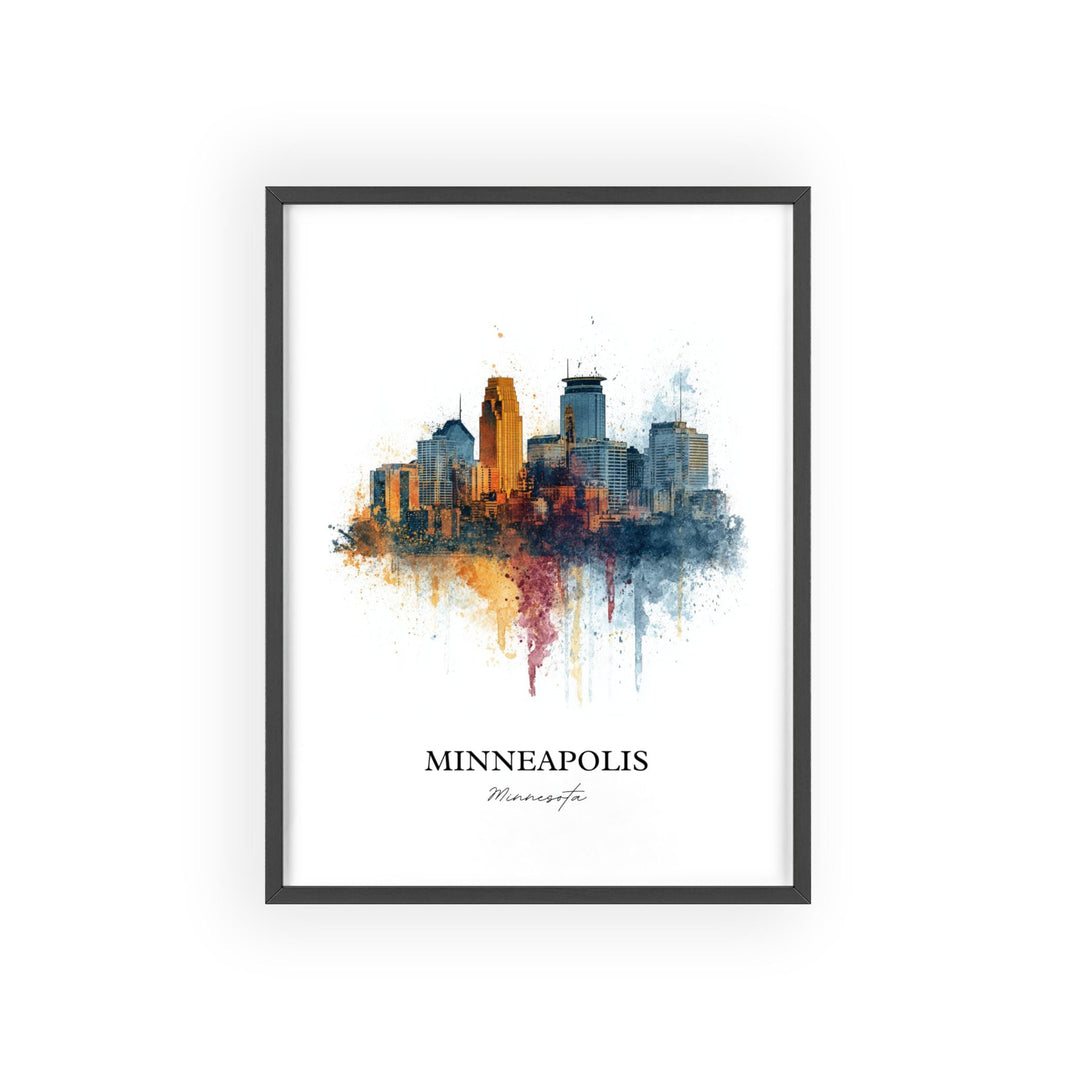 Minneapolis Wall Art, Minneapolis MN Print, Minnesota Watercolor Art, Twin Cities Gift, Travel Print, Travel Poster, Housewarming Gift