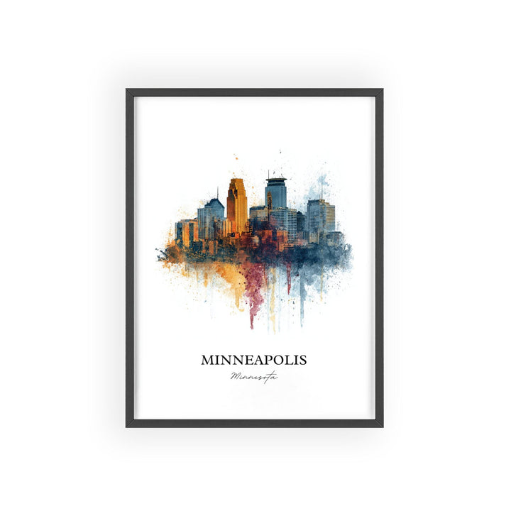 Minneapolis Wall Art, Minneapolis MN Print, Minnesota Watercolor Art, Twin Cities Gift, Travel Print, Travel Poster, Housewarming Gift