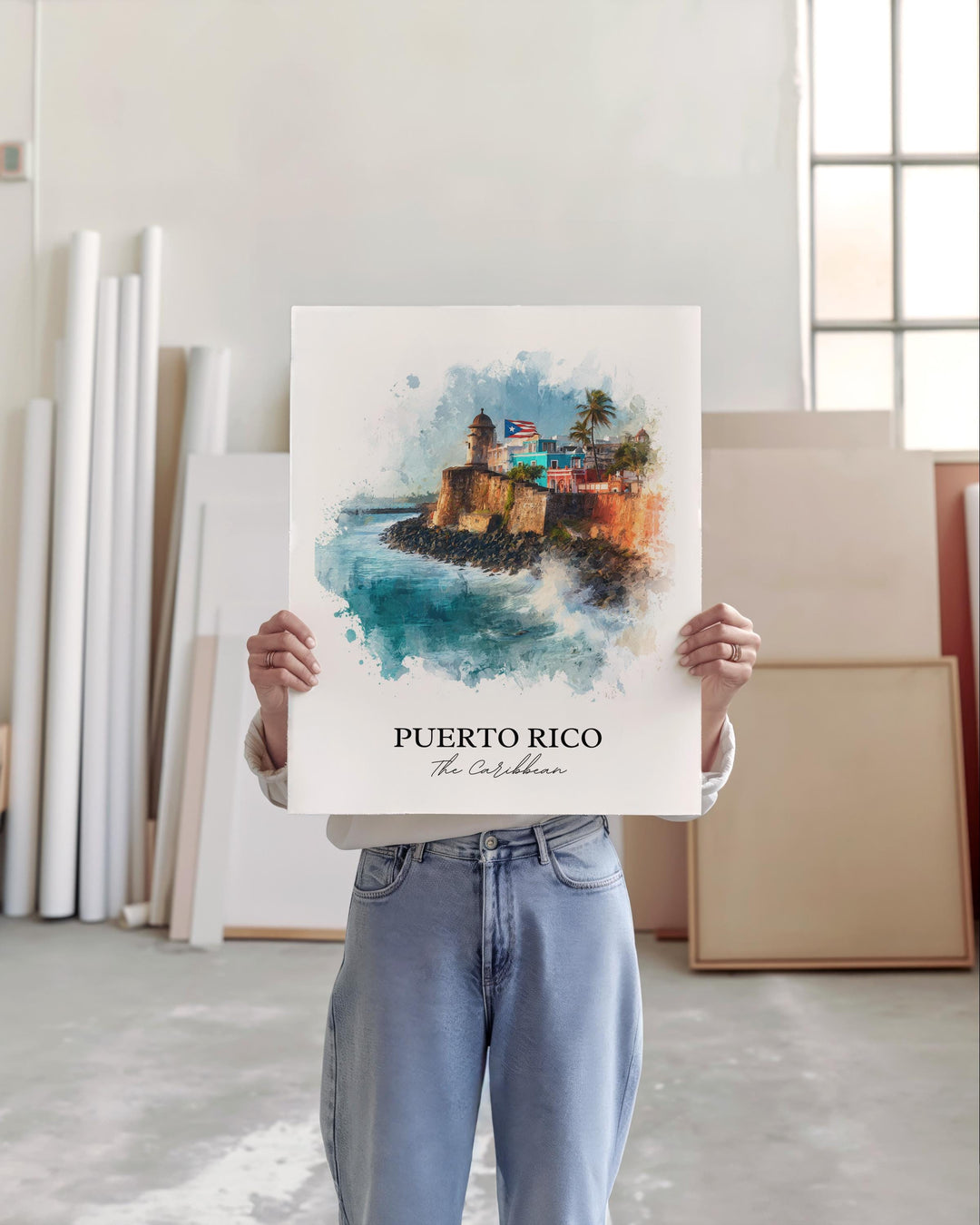Puerto Rico Wall Art, Puerto Rico Print, Puerto Rico Watercolor Art, Puerto Rico Gift, Travel Print, Travel Poster, Housewarming Gift
