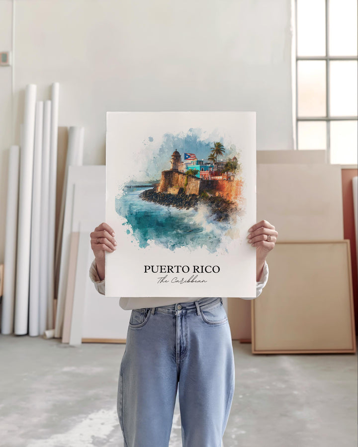 Puerto Rico Wall Art, Puerto Rico Print, Puerto Rico Watercolor Art, Puerto Rico Gift, Travel Print, Travel Poster, Housewarming Gift