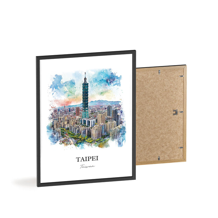 Taipei Wall Art, Taipei Skyline Print, Taiwan Watercolor Art, Taipei Taiwan Gift, Travel Print, Travel Poster, Housewarming Gift