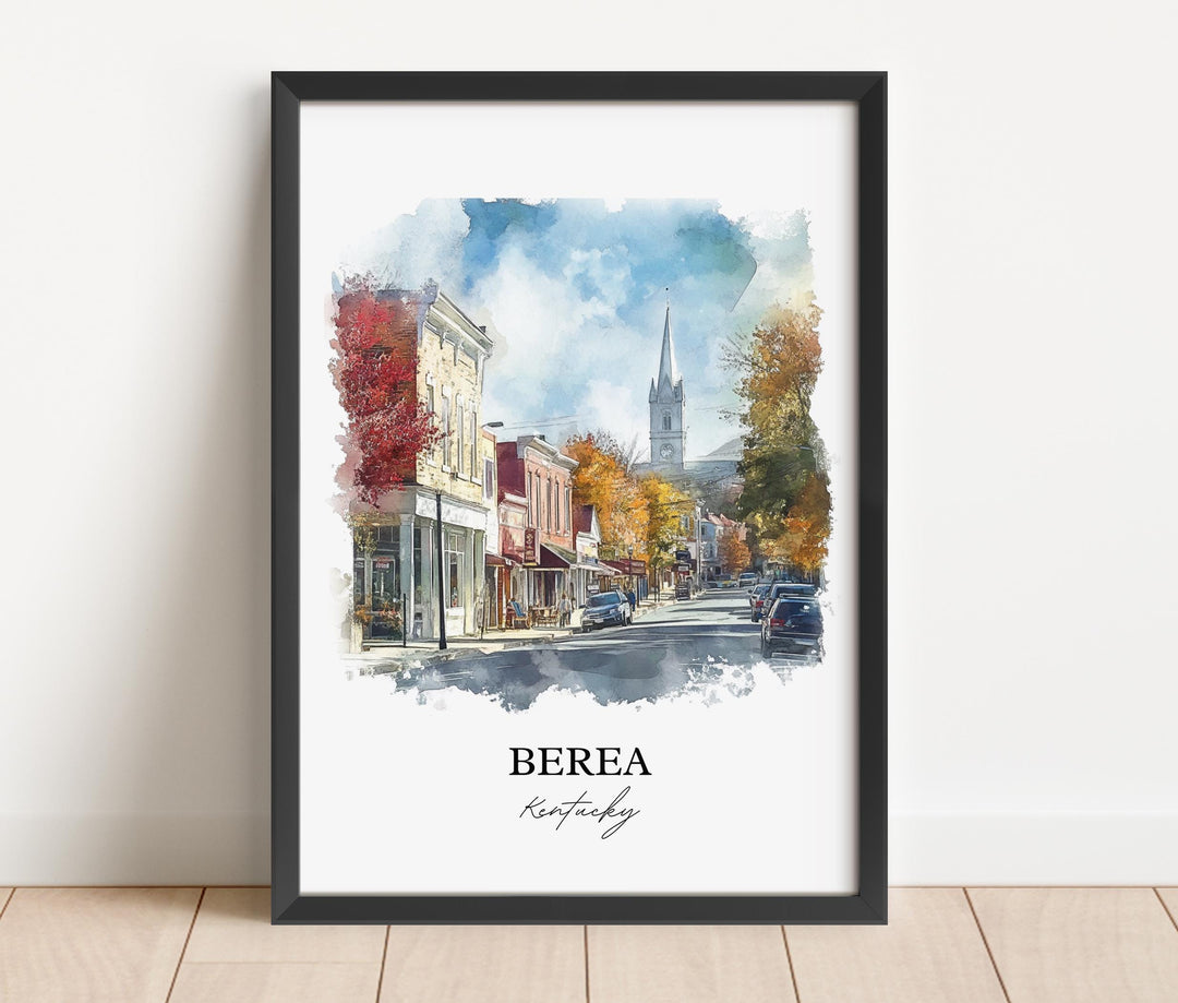 Berea KY Wall Art, Madison County KY Print, Kentucky Watercolor Art, Berea Kentucky Gift, Travel Print, Travel Poster, Housewarming Gift