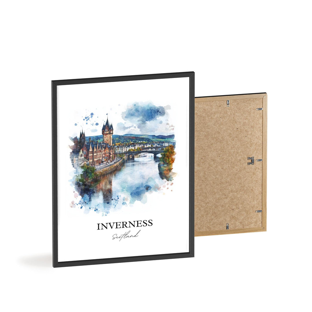 Inverness Wall Art, Scottish Highlands Print, Scotland Watercolor, Inverness Scotland Gift, Travel Print, Travel Poster, Housewarming Gift