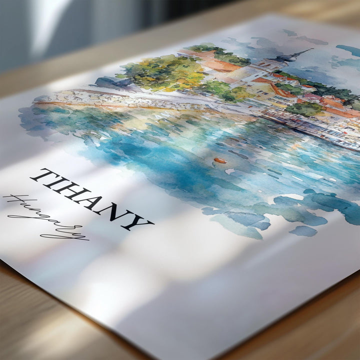 Tihany Wall Art, Tihany Print, Hungary Watercolor Art, Tihany Hungary Gift, Travel Print, Travel Poster, Housewarming Gift