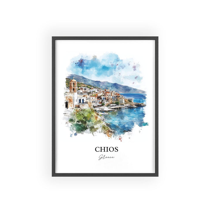 Chios Greece Wall Art, Chios Greece Print, Greece Watercolor Art, Chios Greece Gift, Travel Print, Travel Poster, Housewarming Gift