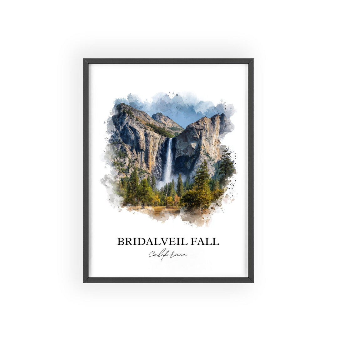 Bridalveil Fall Wall Art, Yosemite Print, Yosemite Watercolor Art, Bridalveil Fall Gift, Travel Print, Travel Poster, Housewarming Gift