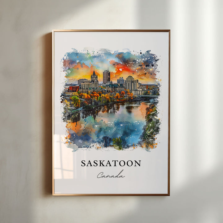 Saskatoon Canada Wall Art, Saskatchewan Print, Saskatoon Watercolor, Saskatoon Canada Gift,