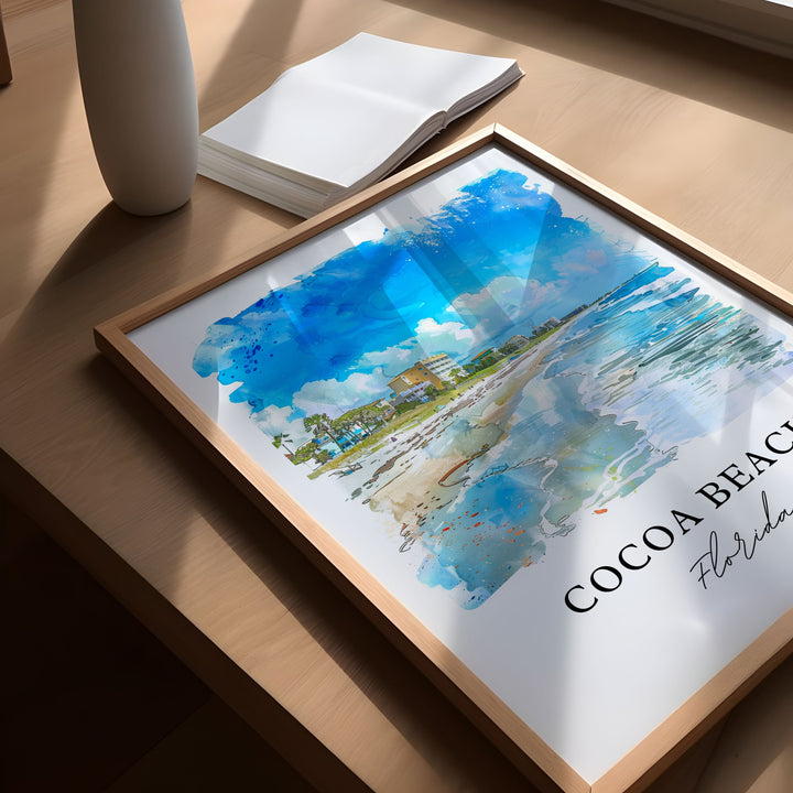 Cocoa Beach FL Wall Art, Cocoa Beach Print, Cocoa Beach Watercolor, Cocoa Beach Gift,