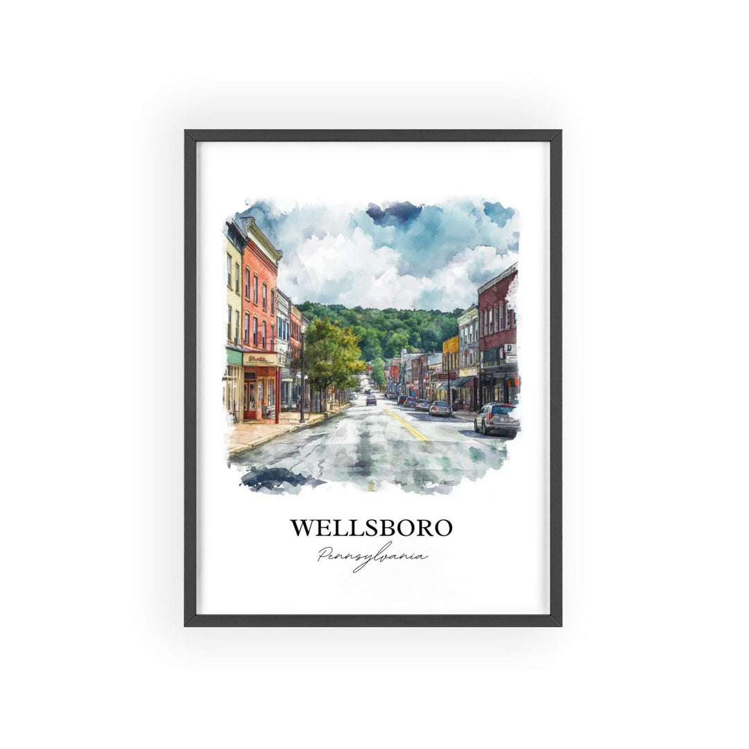 Wellsboro, Pennsylvania, USA – Watercolor Art Print