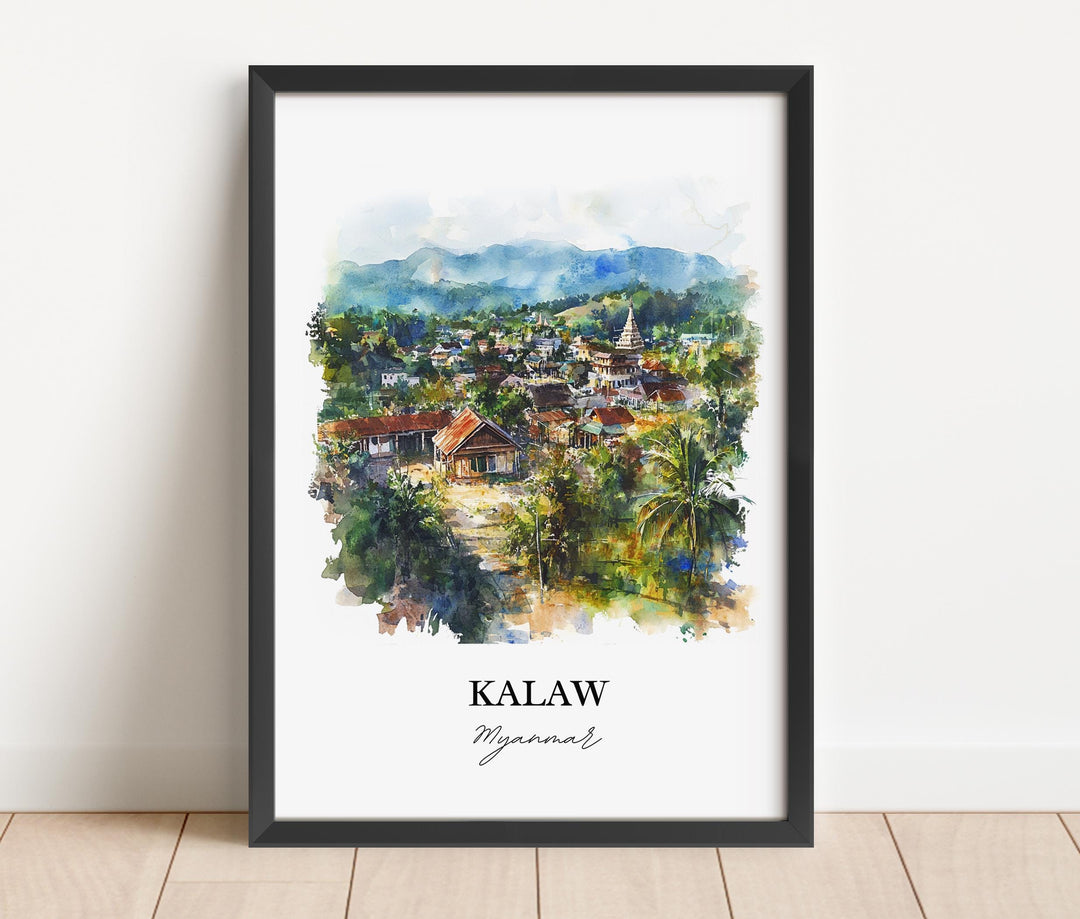 Kalaw Wall Art, Shan State Myanmar Print, Myanmar Watercolor Art, Kalaw Gift, Travel Print, Travel Poster, Housewarming Gift
