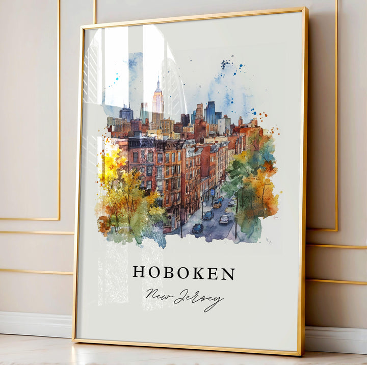 Hoboken Wall Art, Hoboken NJ Netherlands Print, Hoboken Watercolor Art, Hoboken Gift,