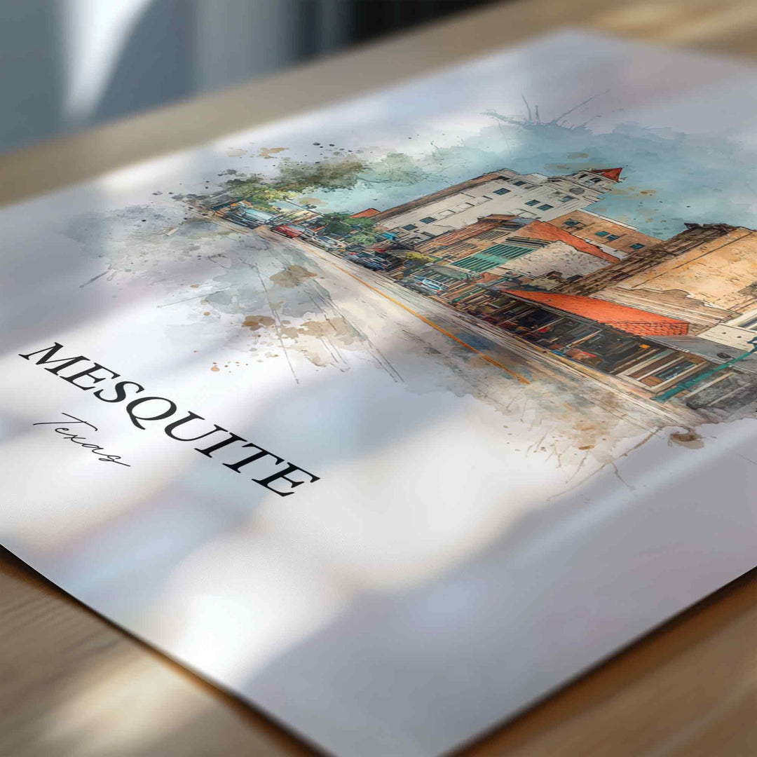 Mesquite, Texas – Watercolor Art Print