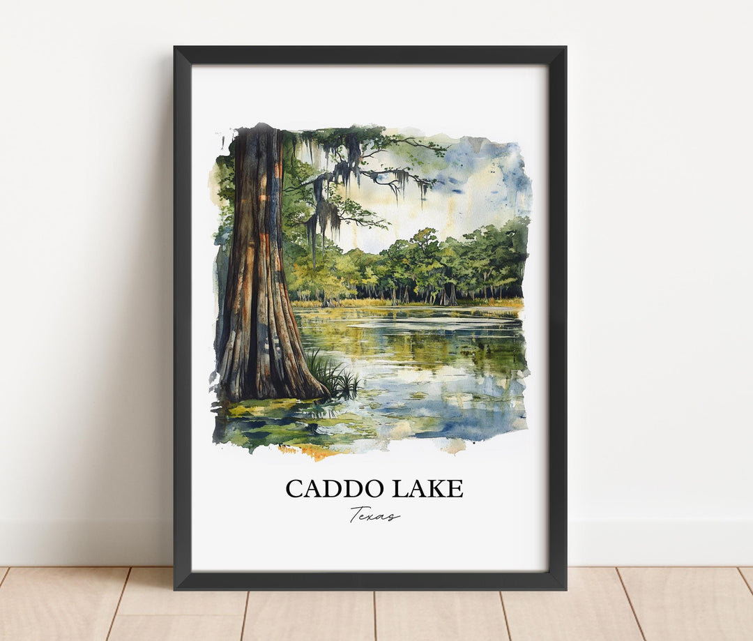 Caddo Lake Wall Art, Harrison County TX Print, Texas Watercolor Art, Caddo Lake Gift, Travel Print, Travel Poster, Housewarming Gift