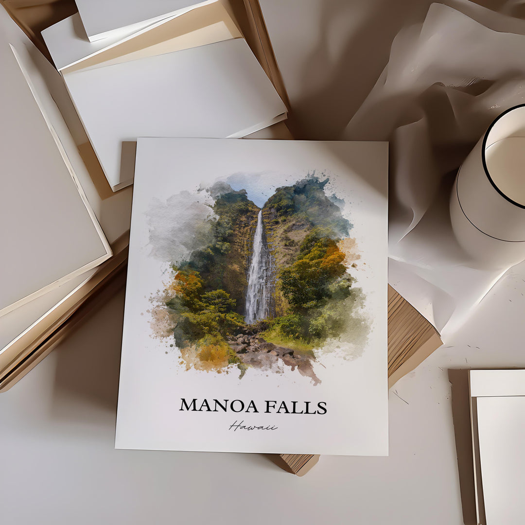 Manoa Falls Wall Art, Manoa Falls Print, Hawaii Watercolor Art, Manoa Falls Gift, Travel Print, Travel Poster, Housewarming Gift