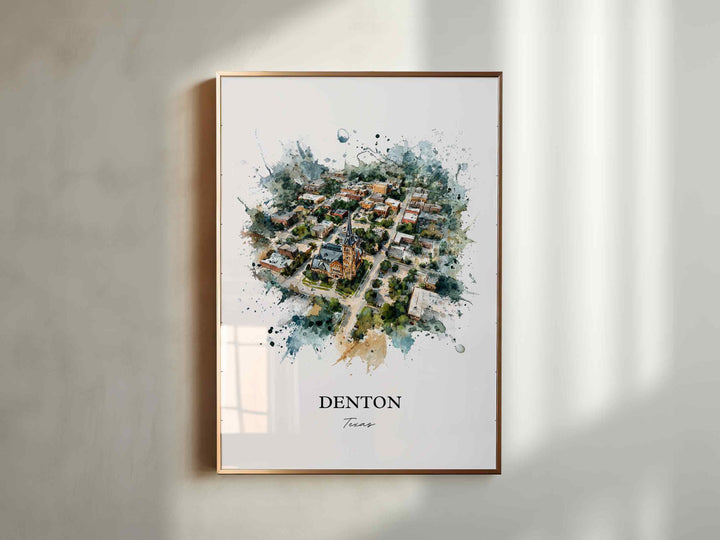 Denton, Texas – Watercolor Art Print