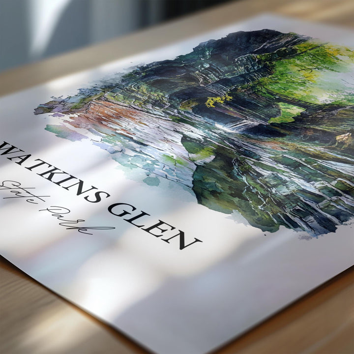 Watkins Glen State Park Art, Finger Lakes Print, Seneca Lake Artwork, Schuyler County Gift, Travel Print, Travel Poster, Housewarming Gift