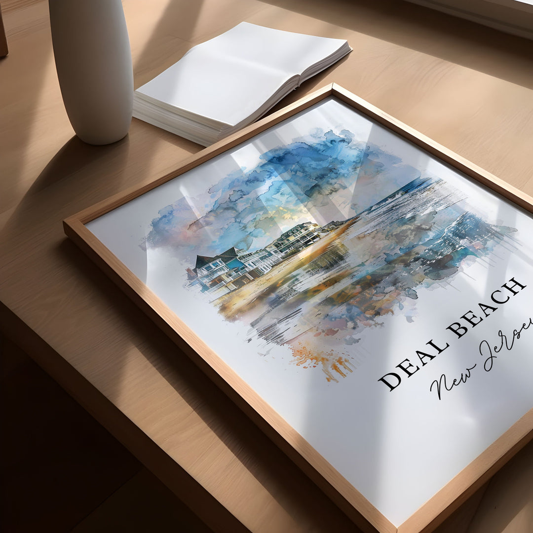 Deal NJ Wall Art, Deal Beach Print, Jersey Shore Watercolor Art, Deal NJ Gift, Travel Poster, Housewarming Gift