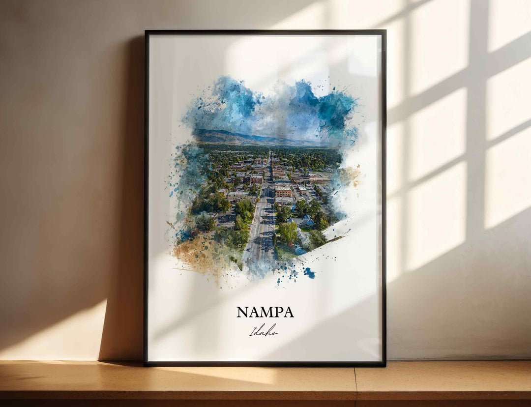 Nampa Idaho Wall Art, Nampa Print, Idaho Watercolor Art, Nampa Idaho Gift, Travel Print, Travel Poster, Housewarming Gift
