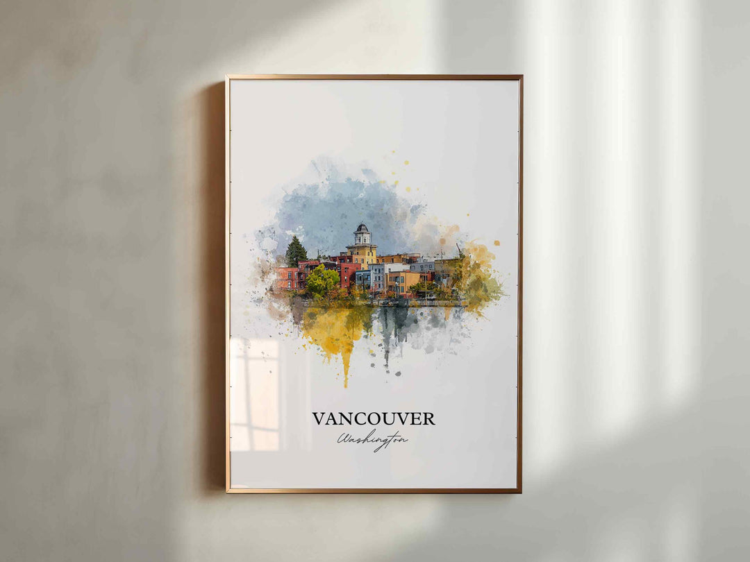Vancouver, Washington Wall Art, Vancouver Print, Washington Watercolor Art, Clark County WA Gift, Travel Print, Travel Poster, Housewarming Gift