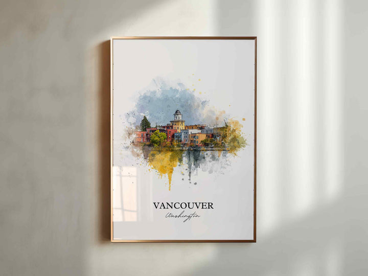 Vancouver, Washington Wall Art, Vancouver Print, Washington Watercolor Art, Clark County WA Gift, Travel Print, Travel Poster, Housewarming Gift