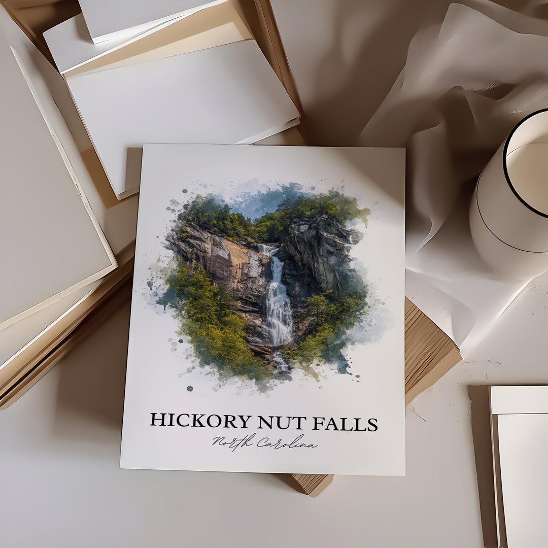 Hickory Nut Falls Wall Art, Chimney Rock Print, North Carolina Art, Hickory Nut Falls Gift, Travel Print, Travel Poster, Housewarming Gift