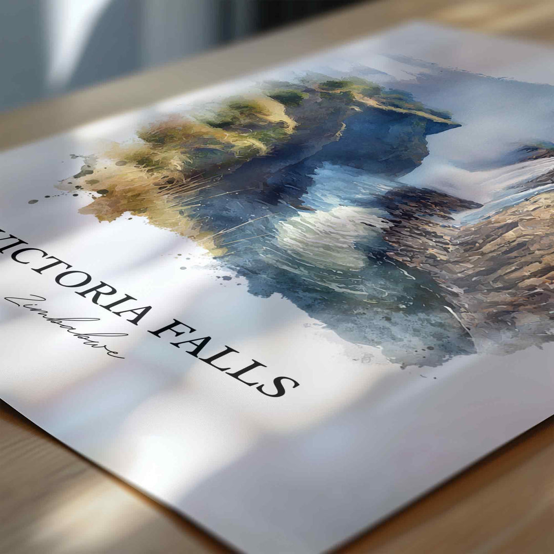 Victoria Falls, Zimbabwe – Watercolor Art Print