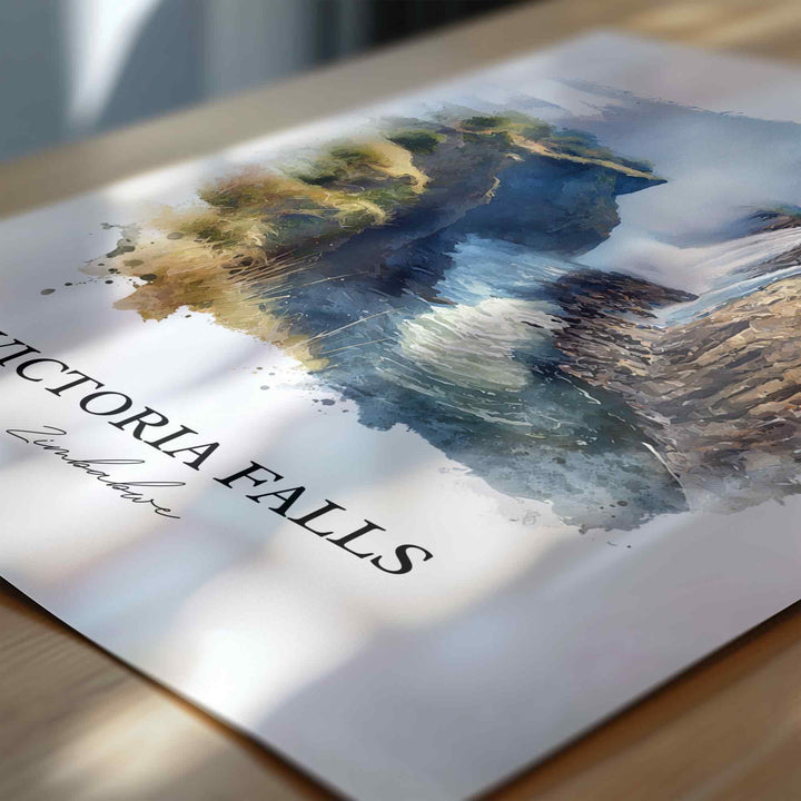 Victoria Falls, Zimbabwe – Watercolor Art Print