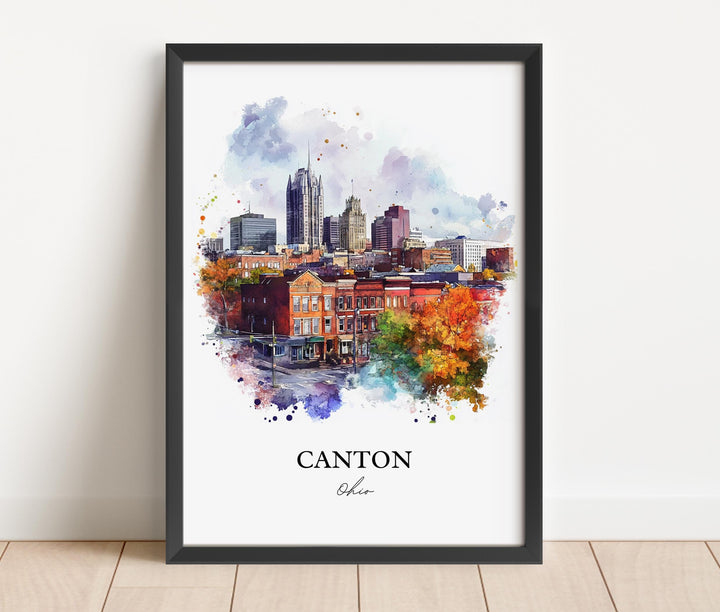 Canton Ohio Wall Art, Canton OH Print, Ohio Watercolor Art, Canton Ohio Gift, Travel Print, Travel Poster, Housewarming Gift