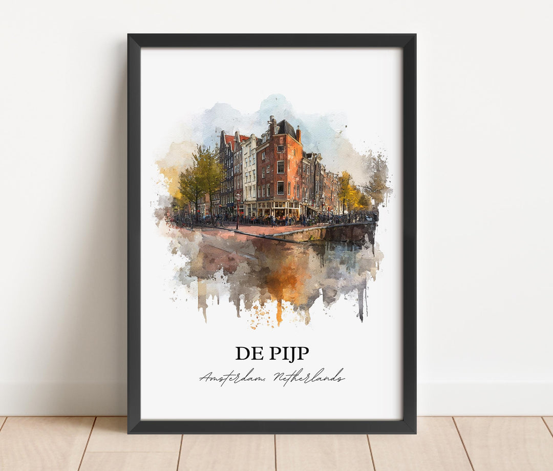 De Pijp Wall Art, Amsterdam Print, Amsterdam Watercolor Art, Amsterdam NLD Gift, Netherlands Travel Print, Travel Poster, Housewarming Gift