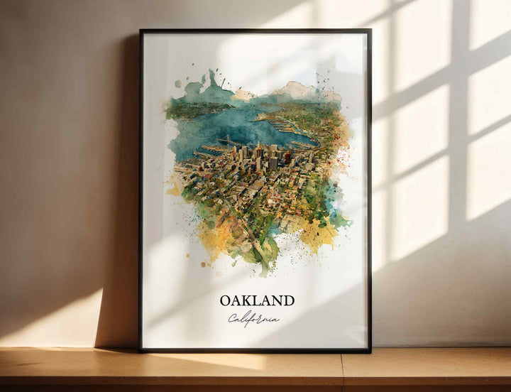 Oakland, California Wall Art, Oakland Print, California Watercolor Art, Bay Area California Gift, Travel Print, Travel Poster, Housewarming Gift