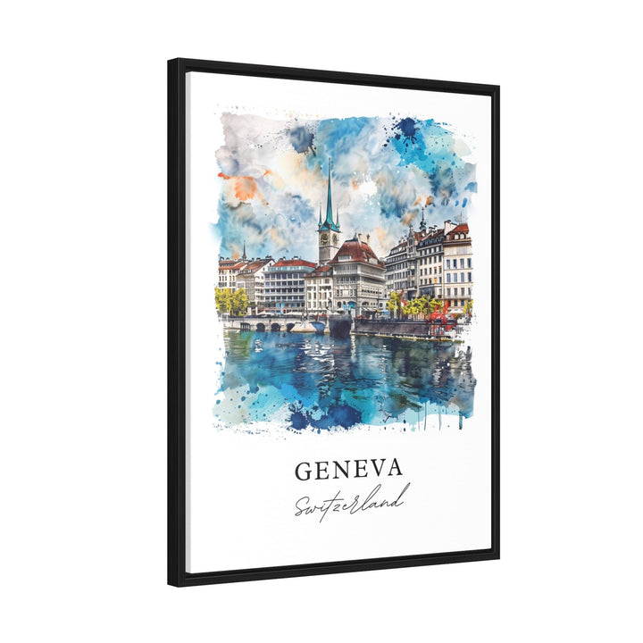 Geneva Wall Art, Geneva Switzerland Print, Geneva Watercolor, Geneva Gift,