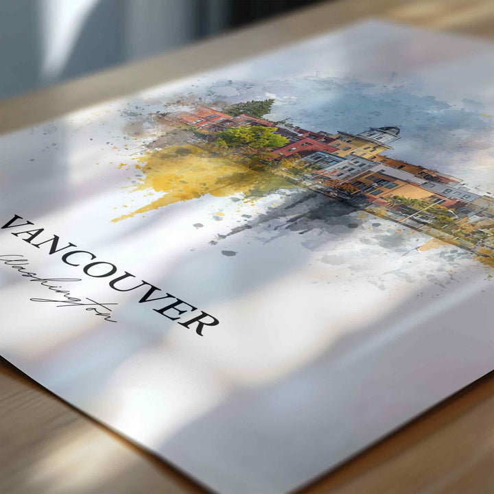 Vancouver, Washington Wall Art, Vancouver Print, Washington Watercolor Art, Clark County WA Gift, Travel Print, Travel Poster, Housewarming Gift