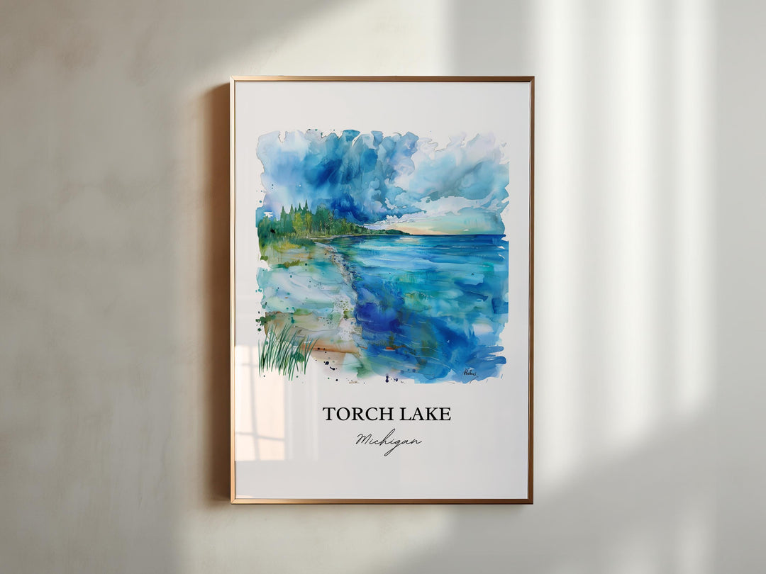 Torch Lake, Michigan, USA – Watercolor Art Print