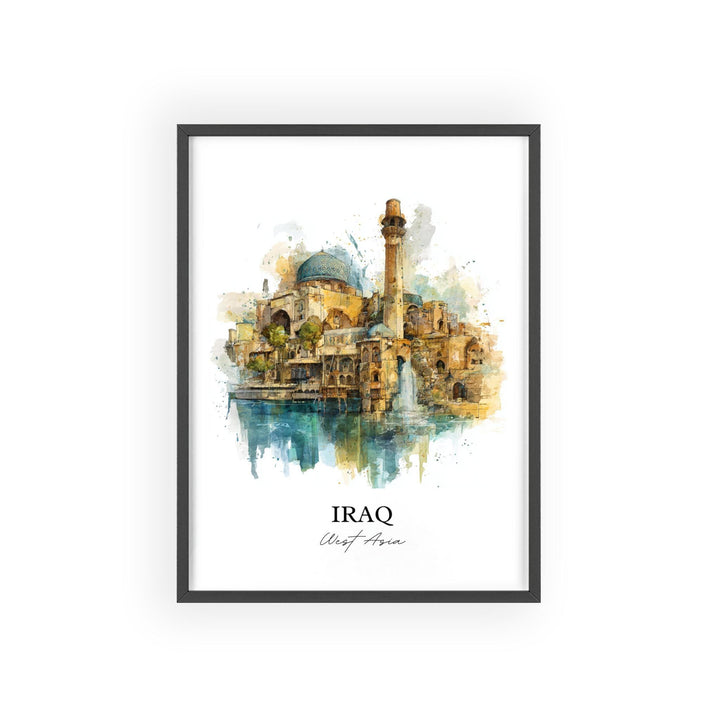 Iraq Wall Art, Iraq Country Print, Asia Watercolor Art, Iraq Gift, Travel Print, Travel Poster, Housewarming Gift