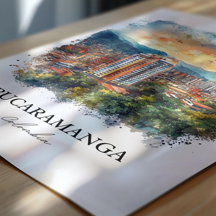 Bucaramanga Wall Art, Santander Department Print, Colombia Watercolor Art, Bucaramanga Gift, Travel Print, Travel Poster, Housewarming Gift