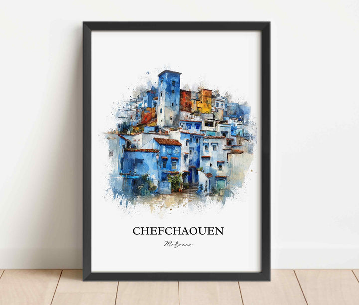 Chefchaouen, Morocco – Watercolor Art Print