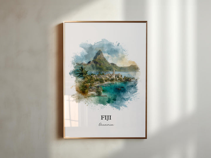 Fiji Wall Art, Fiji Print, Fiji Watercolor Art, Fiji Island Gift, Travel Print, Travel Poster, Housewarming Gift