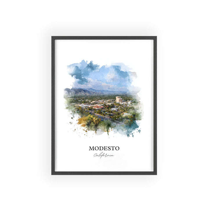 Modesto, California Wall Art, Modesto Print, Modesto California Watercolor, Stanislaus County Gift, Travel Print, Travel Poster, Housewarming Gift