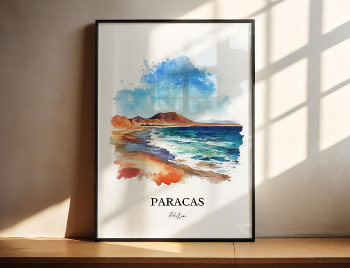 Paracas Peru Wall Art, El Chaco Beach Print, Peru Watercolor Art, Paracas Peru Gift, Travel Print, Travel Poster, Housewarming Gift