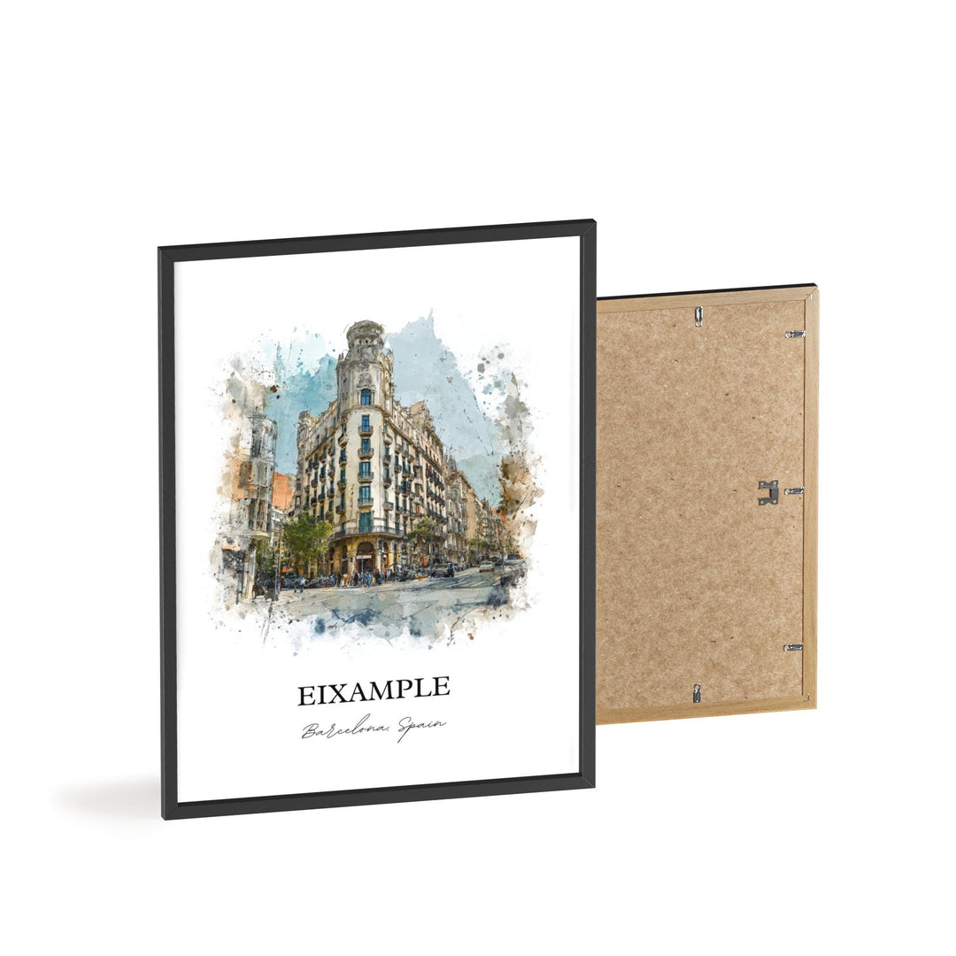 Eixample Barcelona Wall Art, Eixample Print, Plaça de Catalunya Watercolor Art, Barcelona Gift, Spain Print, Spain Poster, Housewarming Gift