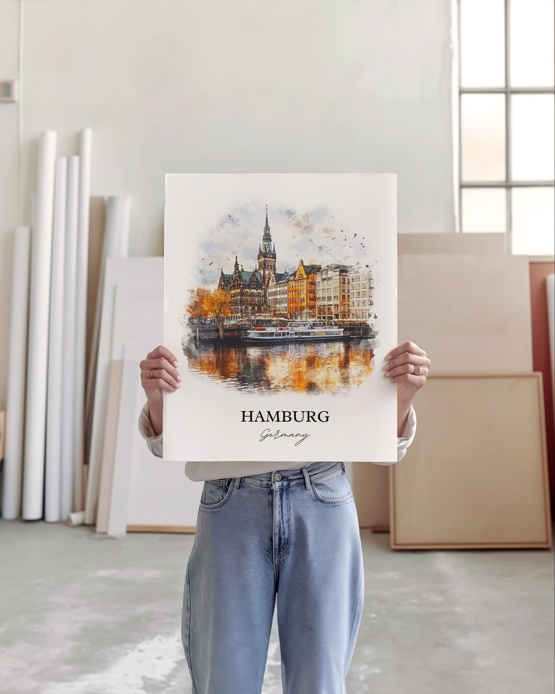 Hamburg Wall Art, Hamburg Germany Print, Germany Watercolor Art, Hamburg Gift, Travel Print, Travel Poster, Housewarming Gift