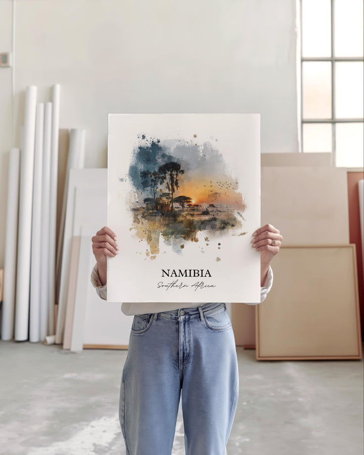 Namibia Wall Art, Namibia Print, Namibia Watercolor Art, Namibia Gift, Travel Print, Travel Poster, Housewarming Gift