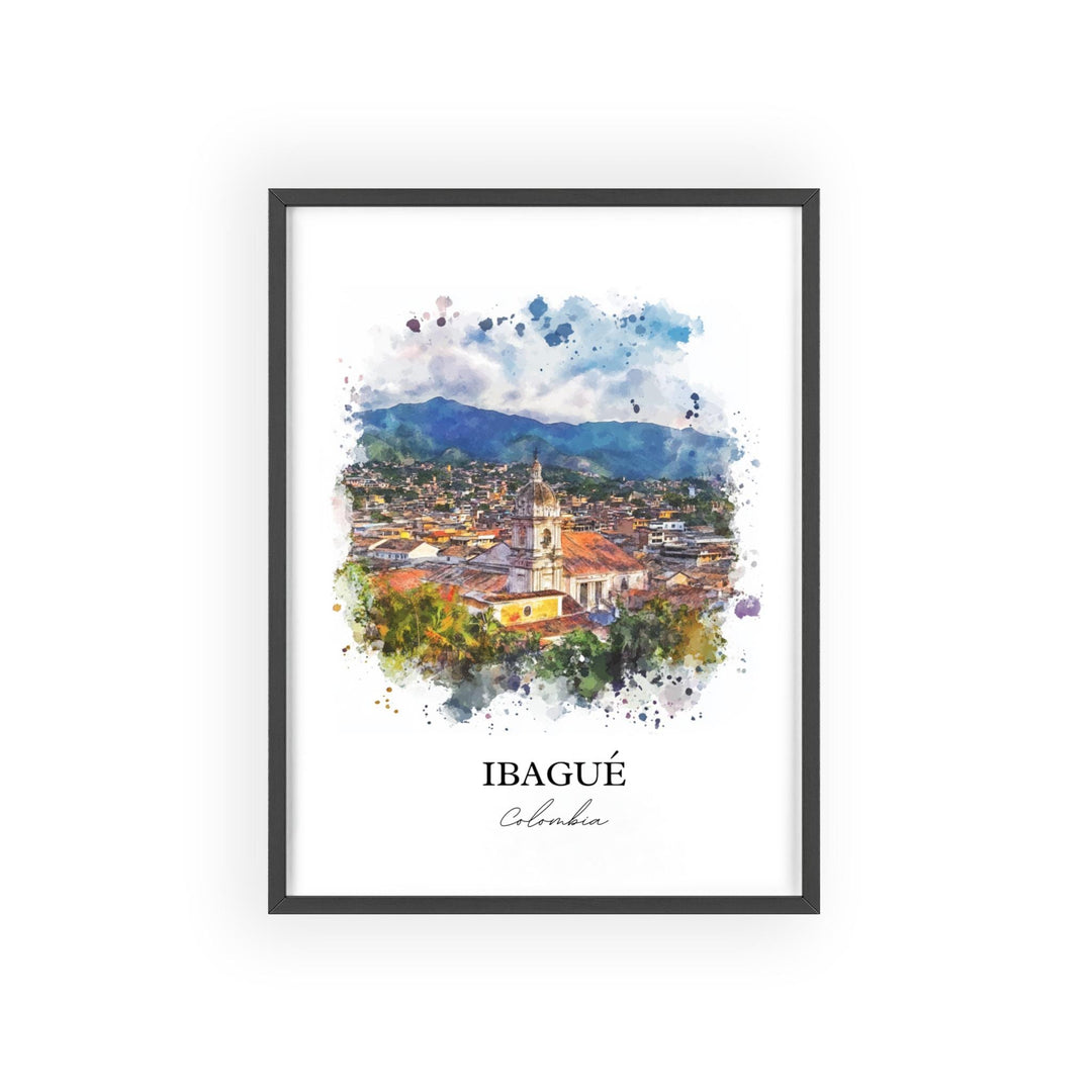 Ibagué Wall Art, Colombia Print, Colombia Watercolor Art, Ibagué Colombia Gift, Travel Print, Travel Poster, Housewarming Gift