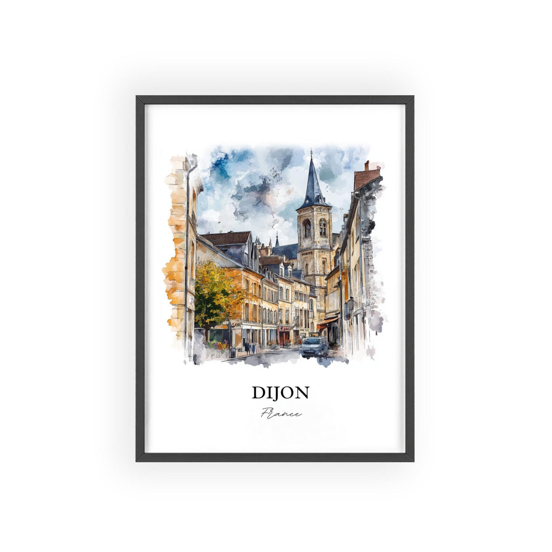 Dijon France Wall Art, Burgundy Region Print, France Watercolor Art, Dijon FR Gift, Travel Print, Travel Poster, Housewarming Gift