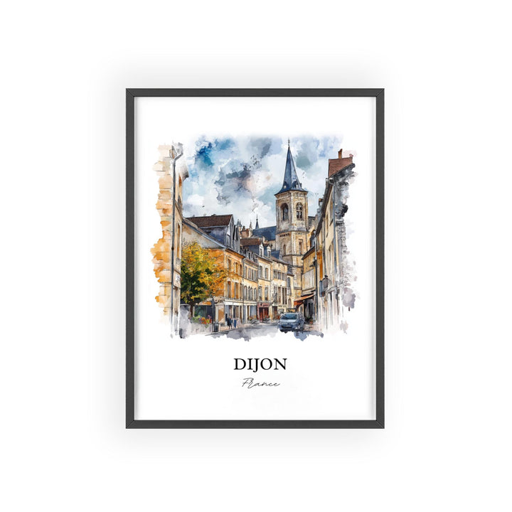 Dijon France Wall Art, Burgundy Region Print, France Watercolor Art, Dijon FR Gift, Travel Print, Travel Poster, Housewarming Gift
