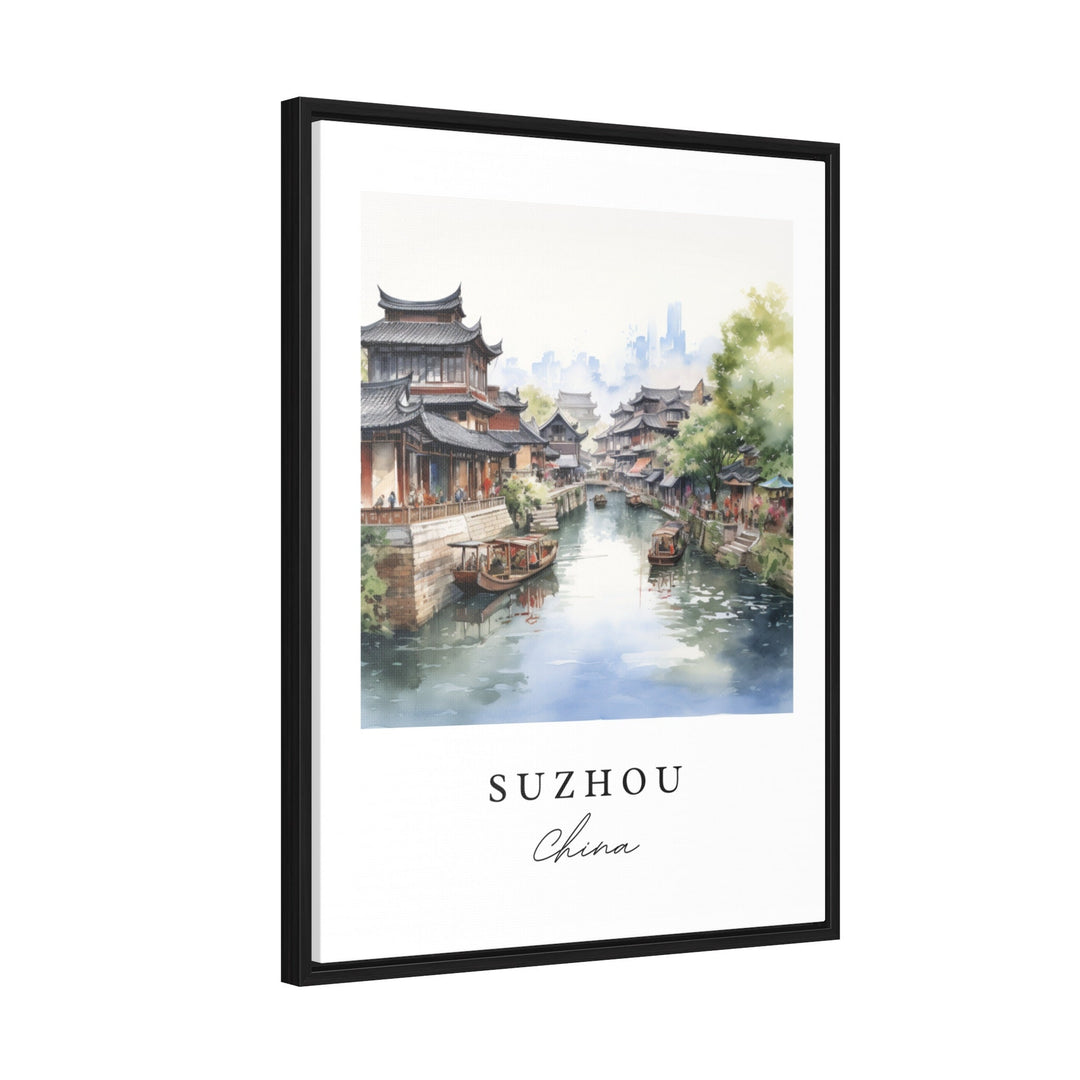 Suzhou traditional travel art - China, Suzhou poster, Wedding gift, Birthday present, Custom Text, Personalized Gift