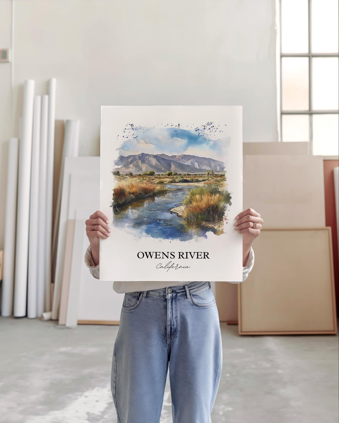 Owens River CA Wall Art, Owens Valley Print, California Watercolor Art, Owens River CA Gift, Travel Print, Travel Poster, Housewarming Gift